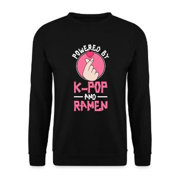 Ramen- Und K-Pop-Waren Kawaii Finger Herz - Unisex Pullover - Schwarz - Vorne - Alina (178cm) & Michal (187cm)