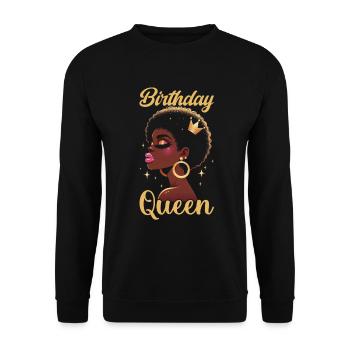 Geburtstagskönigin Afroamerikaner Melanin Schwarz - Unisex Pullover - Schwarz - Vorne - Alina (178cm) & Michal (187cm)