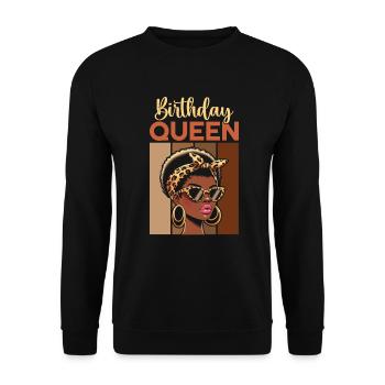 Geburtstagskönigin Afroamerikaner Melanin Schwarz - Unisex Pullover - Schwarz - Vorne - Alina (178cm) & Michal (187cm)
