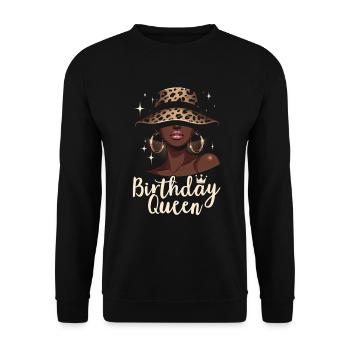 Geburtstagskönigin Afroamerikaner Melanin Schwarz - Unisex Pullover - Schwarz - Vorne - Alina (178cm) & Michal (187cm)