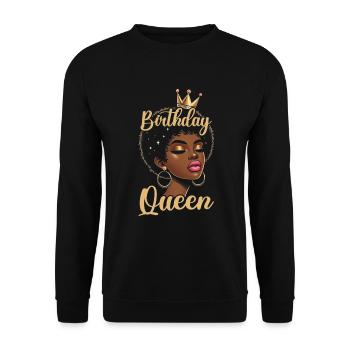 Geburtstagskönigin Afroamerikaner Melanin Schwarz - Unisex Pullover - Schwarz - Vorne - Alina (178cm) & Michal (187cm)
