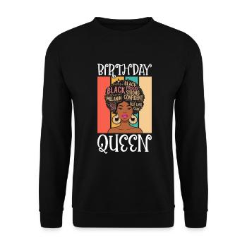 Geburtstagskönigin Afroamerikaner Melanin Schwarz - Unisex Pullover - Schwarz - Vorne - Alina (178cm) & Michal (187cm)
