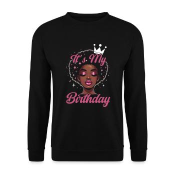 Geburtstagskönigin Afroamerikaner Melanin Schwarz - Unisex Pullover - Schwarz - Vorne - Alina (178cm) & Michal (187cm)