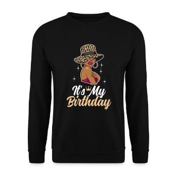 Geburtstagskönigin Afroamerikaner Melanin Schwarz - Unisex Pullover - Schwarz - Vorne - Alina (178cm) & Michal (187cm)