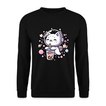 Thé à bulles Kawaii Cat Astronaut dans l’espace - Sweat-shirt Unisexe - noir - Devant - Alina (178cm) & Michal (187cm)