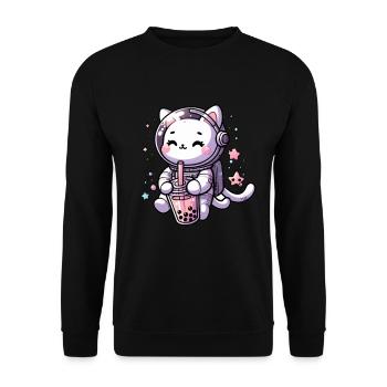 Thé à bulles Kawaii Cat Astronaut dans l’espace - Sweat-shirt Unisexe - noir - Devant - Alina (178cm) & Michal (187cm)