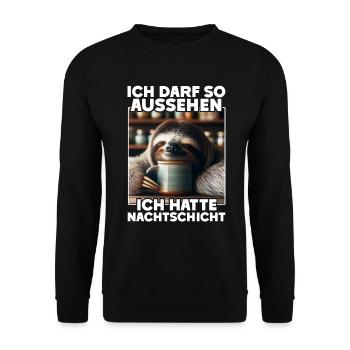 I'm allowed to look like I had night shift - Unisex Sweatshirt - black - Front - Alina (178cm) & Michal (187cm)