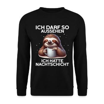 I'm allowed to look like I had night shift - Unisex Sweatshirt - black - Front - Alina (178cm) & Michal (187cm)