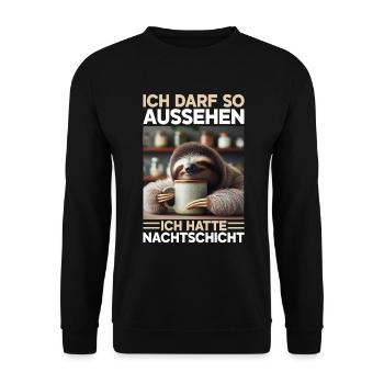 I'm allowed to look like I had night shift - Unisex Sweatshirt - black - Front - Alina (178cm) & Michal (187cm)
