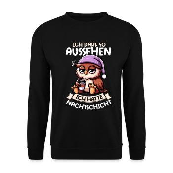 I'm allowed to look like I had night shift owl - Unisex Sweatshirt - black - Front - Alina (178cm) & Michal (187cm)