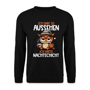 J’ai le droit d’avoir l’air d’avoir un hibou de nuit - Sweat-shirt Unisexe - noir - Devant - Alina (178cm) & Michal (187cm)