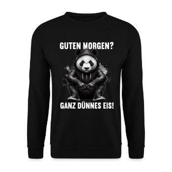 Bonjour très mince glace drôle panda café - Sweat-shirt Unisexe - noir - Devant - Alina (178cm) & Michal (187cm)