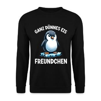 Bonjour très mince glace ami pingouin - Sweat-shirt Unisexe - noir - Devant - Alina (178cm) & Michal (187cm)