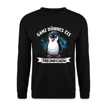 très mince glace ami drôle pingouin - Sweat-shirt Unisexe - noir - Devant - Alina (178cm) & Michal (187cm)