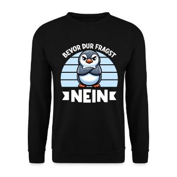 Before You Ask No Funny Penguin Saying - Unisex Sweatshirt - black - Front - Alina (178cm) & Michal (187cm)