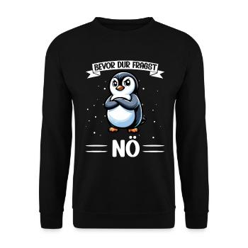Before You Ask No Funny Penguin Saying - Unisex Sweatshirt - black - Front - Alina (178cm) & Michal (187cm)