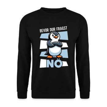 Before You Ask No Funny Penguin Saying - Unisex Sweatshirt - black - Front - Alina (178cm) & Michal (187cm)