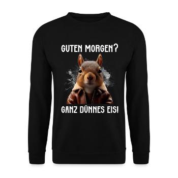 Bonjour très mince glace drôle d’écureuil - Sweat-shirt Unisexe - noir - Devant - Alina (178cm) & Michal (187cm)