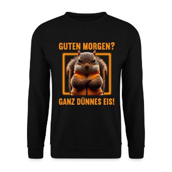 Bonjour très mince glace drôle d’écureuil - Sweat-shirt Unisexe - noir - Devant - Alina (178cm) & Michal (187cm)