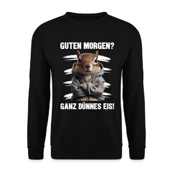 Bonjour très mince glace drôle d’écureuil - Sweat-shirt Unisexe - noir - Devant - Alina (178cm) & Michal (187cm)