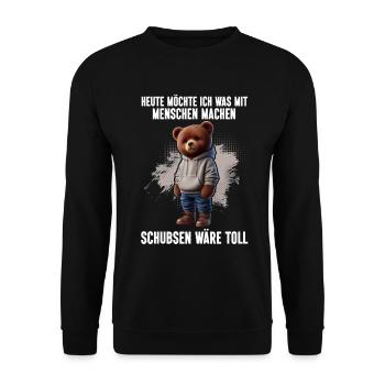 Today I want to do something with people Push - Unisex Sweatshirt - black - Front - Alina (178cm) & Michal (187cm)
