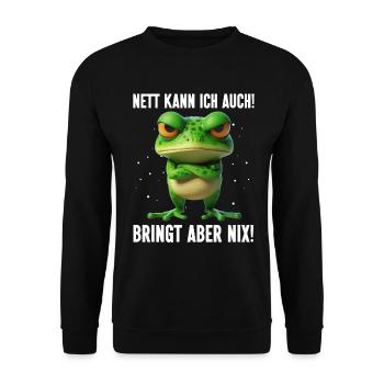 Je peux aussi être gentille ! Mais ça ne sert à rien ! Grenouille Frosch - Sweat-shirt Unisexe - noir - Devant - Alina (178cm) & Michal (187cm)