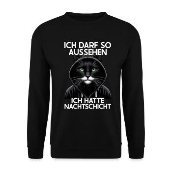 J’ai le droit d’avoir l’air d’avoir un chat de nuit - Sweat-shirt Unisexe - noir - Devant - Alina (178cm) & Michal (187cm)