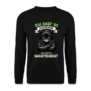 J’ai le droit d’avoir l’air d’avoir un chat de nuit - Sweat-shirt Unisexe - noir - Devant - Alina (178cm) & Michal (187cm)