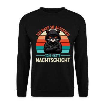 J’ai le droit d’avoir l’air d’avoir un chat de nuit - Sweat-shirt Unisexe - noir - Devant - Alina (178cm) & Michal (187cm)