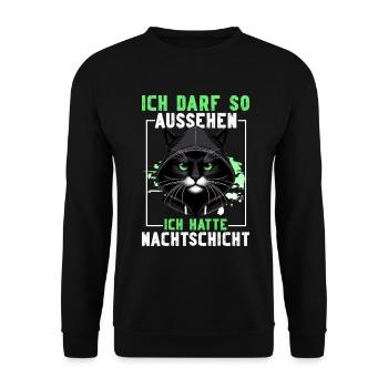 J’ai le droit d’avoir l’air d’avoir un chat de nuit - Sweat-shirt Unisexe - noir - Devant - Alina (178cm) & Michal (187cm)