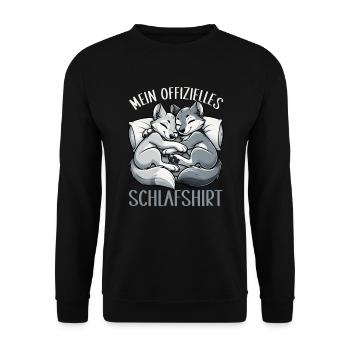 Official Sleeping Shirt She-Wolf Funny Wolf - Unisex Sweatshirt - black - Front - Alina (178cm) & Michal (187cm)