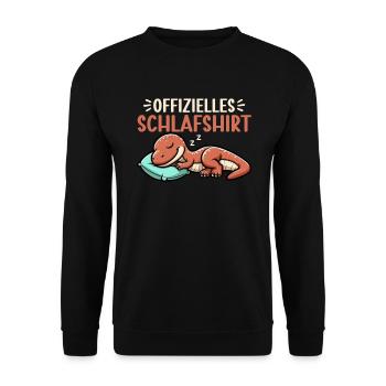 Offizielles Schlafshirt Lustiger Dinosaurier - Unisex Pullover - Schwarz - Vorne - Alina (178cm) & Michal (187cm)