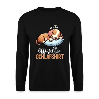 Offizielles Schlafshirt Dachshund Dackel Hund - Unisex Pullover - Schwarz - Vorne - Alina (178cm) & Michal (187cm)