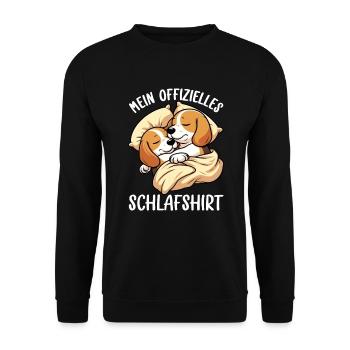 Offizielles Schlafshirt Lustiger Beagle Hund - Unisex Pullover - Schwarz - Vorne - Alina (178cm) & Michal (187cm)
