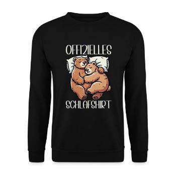 Offizielles Schlafshirt Lustiger Grizzly Bär - Unisex Pullover - Schwarz - Vorne - Alina (178cm) & Michal (187cm)
