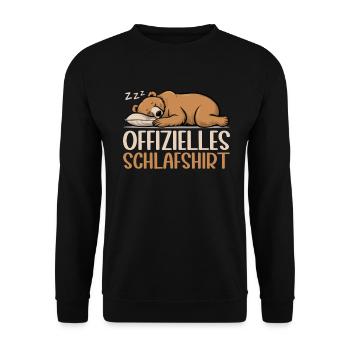 Offizielles Schlafshirt Lustiger Grizzly Bär - Unisex Pullover - Schwarz - Vorne - Alina (178cm) & Michal (187cm)