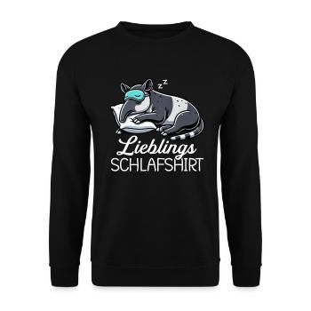 Offizielles Schlafshirt Lustiger Tapir Pyjama - Unisex Pullover - Schwarz - Vorne - Alina (178cm) & Michal (187cm)