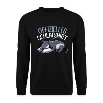 Offizielles Schlafshirt Lustiger Tapir Pyjama - Unisex Pullover - Schwarz - Vorne - Alina (178cm) & Michal (187cm)