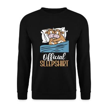 Cow Official Sleep Shirt Funny Cow Pajamas - Unisex Sweatshirt - black - Front - Alina (178cm) & Michal (187cm)