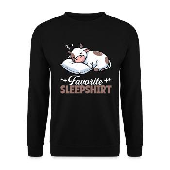Kuh Offizielles Schlafshirt Lustige Kuh Pyjama - Unisex Pullover - Schwarz - Vorne - Alina (178cm) & Michal (187cm)
