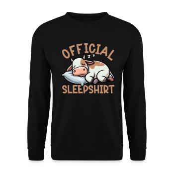 Cow Official Sleep Shirt Funny Cow Pajamas - Unisex Sweatshirt - black - Front - Alina (178cm) & Michal (187cm)