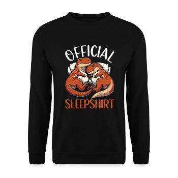 Offizielles Schlafshirt Lustiger Dinosaurier - Unisex Pullover - Schwarz - Vorne - Alina (178cm) & Michal (187cm)