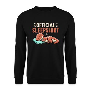 Offizielles Schlafshirt Lustiger Dinosaurier - Unisex Pullover - Schwarz - Vorne - Alina (178cm) & Michal (187cm)