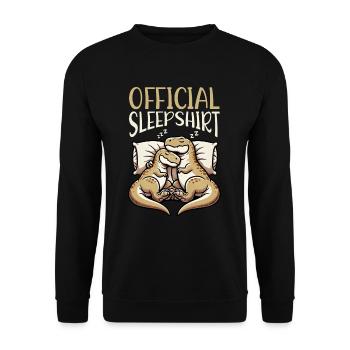 Offizielles Schlafshirt Lustiger Dinosaurier - Unisex Pullover - Schwarz - Vorne - Alina (178cm) & Michal (187cm)