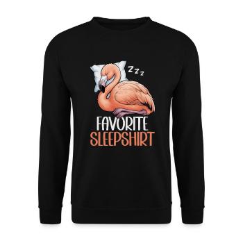 Offizielles Schlafshirt Lustiger Flamingo Pyjama - Unisex Pullover - Schwarz - Vorne - Alina (178cm) & Michal (187cm)