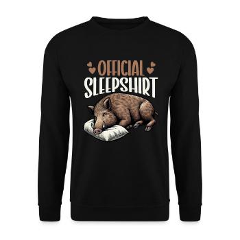 Chemise de nuit officielle Funny Wild Boar - Sweat-shirt Unisexe - noir - Devant - Alina (178cm) & Michal (187cm)