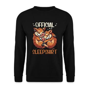 Offizielles Schlafshirt Lustiges Wildschwein - Unisex Pullover - Schwarz - Vorne - Alina (178cm) & Michal (187cm)