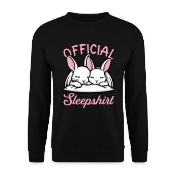 Offizielles Schlafshirt Lustiges Kaninchen Rabbit - Unisex Pullover - Schwarz - Vorne - Alina (178cm) & Michal (187cm)