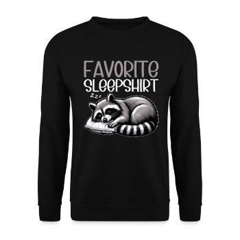 Offizielles Schlafshirt Lustiger Waschbär - Unisex Pullover - Schwarz - Vorne - Alina (178cm) & Michal (187cm)