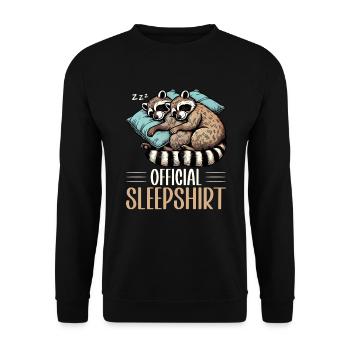 Official Sleeping Shirt Funny Raccoon - Unisex Sweatshirt - black - Front - Alina (178cm) & Michal (187cm)